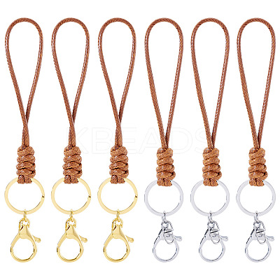 10Pcs 2 Colors Eco-Friendly Korean Waxed Polyester Cord Keychains KEYC-TA00032-1