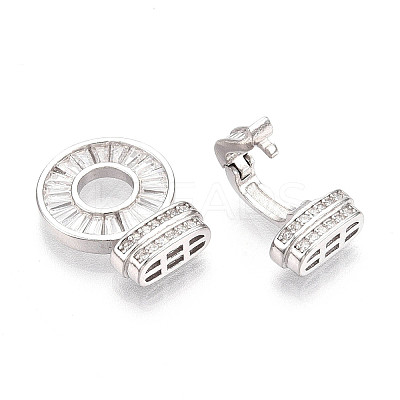 925 Sterling Silver Micro Pave Clear Cubic Zirconia Fold Over Clasps STER-T008-08P-1