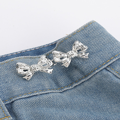 6Pcs 3 Colors Bowknot Shape Alloy Adjustable Jean Button Pins FIND-LP0007-79-1