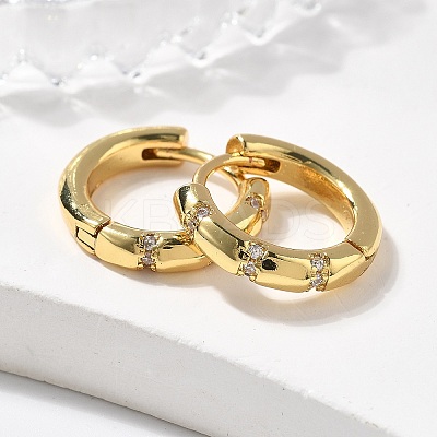 Sparkling Cubic Zirconia Huggie Hoop Earrings for Girl Women EJEW-H126-15G-1