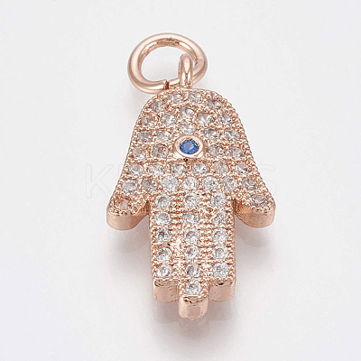 Brass Micro Pave Cubic Zirconia Pendants ZIRC-Q018-020RG-1