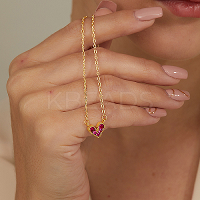 Golden Brass Heart Pendant Necklace for Women WZ0134-3-1-1