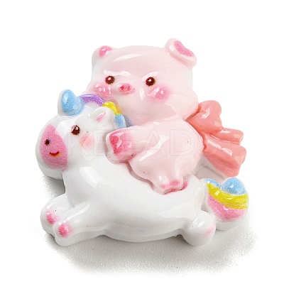 Pig Theme Opaque Resin Cabochons LS-RESI-H154-01D-1