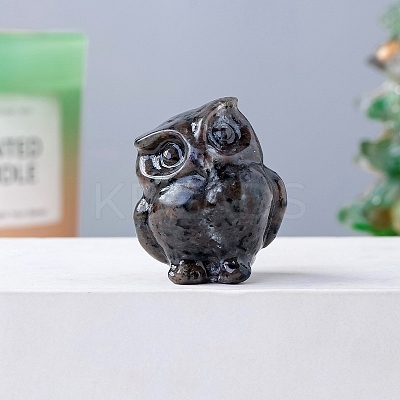 Natural Syenite Carved Healing Owl Figurines PW-WG13335-08-1