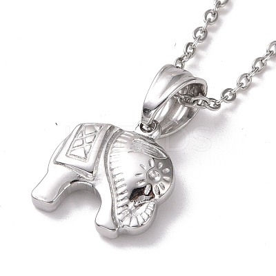 Non-Tarnish 304 Stainless Steel Elephant Pendant Necklace for Women STAS-E154-22P-1