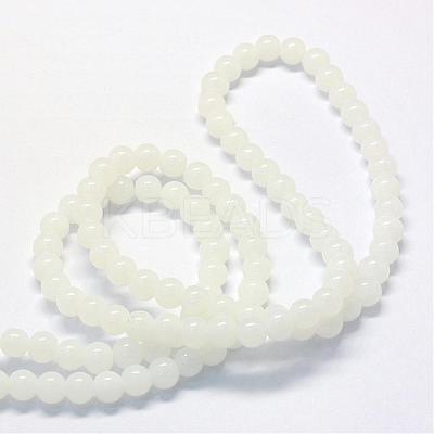 Baking Paint Imitation Jade Glass Round Bead Strands DGLA-Q021-4mm-01-1