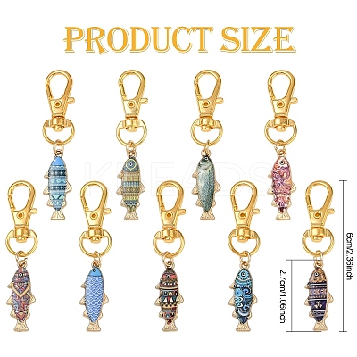 Fish Alloy Enamel Pendant Decoration HJEW-YW00069-1
