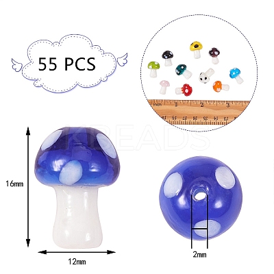 55Pcs 11 Style Mushroom Handmade Lampwork Beads LAMP-SZ0001-14-1