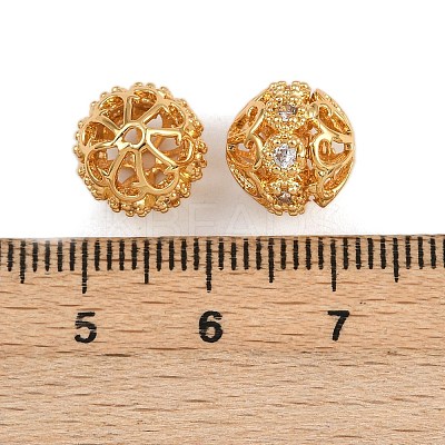 Brass Micro Pave Cubic Zirconia Beads KK-F910-04G-1