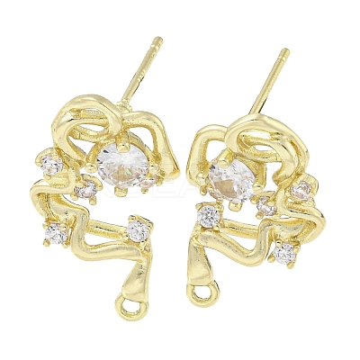 Brass Cubic Zirconia Stud Earring Findings KK-R154-11G-1