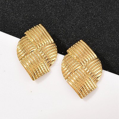 304 Stainless Steel Woven Stud Earrings EJEW-I320-08G-1