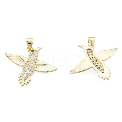 Brass Micro Pave Clear Cubic Zirconia Pendants ZIRC-N039-251-1