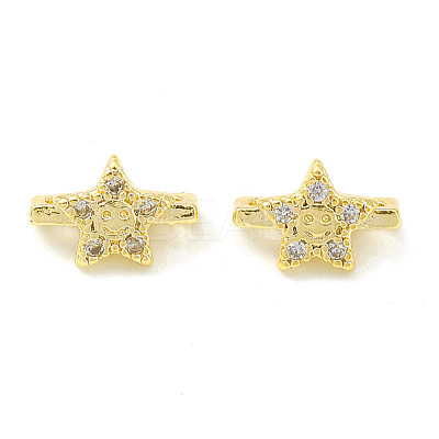 Rack Plating Brass Pave Cubic Zirconia Slide Charms KK-G464-02G-1