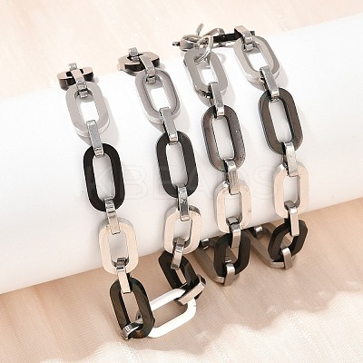 201 Stainless Steel Oval Link Chain Necklaces for Women NJEW-B143-04EBP-1
