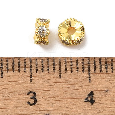 Brass Micro Pave Cubic Zirconia Beads KK-C072-22G-01-1