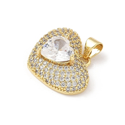 5Pcs Brass Micro Pave Clear Cubic Zirconia Pendants KK-B141-05G-02-1