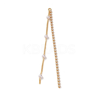 Brass Micro Pave Clear Cubic Zirconia & ABS Plastic Pearl Big Pendants KK-G510-05G-1