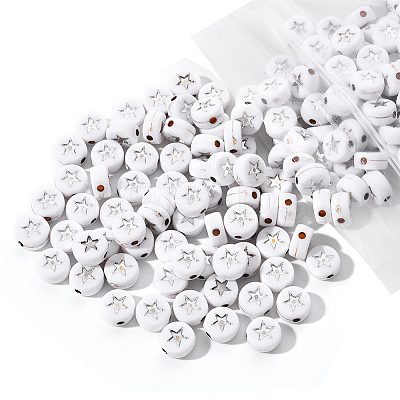 White Opaque Acrylic Beads PACR-YW0001-04B-1
