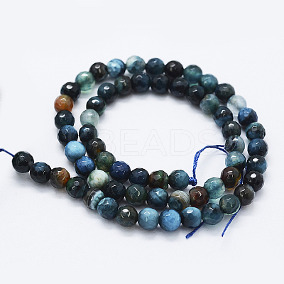 Faceted Natural Agate Beads Strands X-G-F561-6mm-D08-1