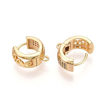 Brass Micro Pave Cubic Zirconia Hoop Earring Finding KK-N261-49G-1