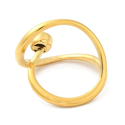 Real 14K Gold Plated 304 Stainless Steel Hollow Teardrop Open Cuff Ring RJEW-G297-01G-1