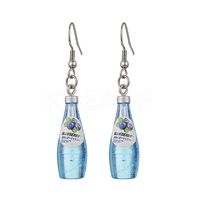 Resin Cocktail Pendants & 304 Stainless Steel Dangle Earrings for Women EJEW-JE06406-1
