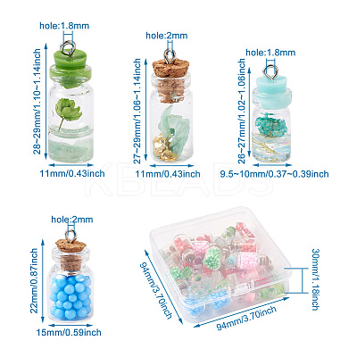 28Pcs 4 Style Glass Wishing Bottle Pendant Decorations GLAA-FW0001-01-1