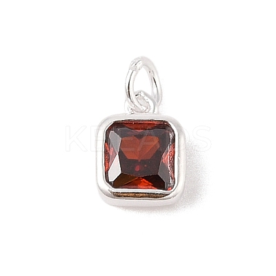 925 Sterling Silver Pave Cubic Zirconia Square Charms with Jump Rings and 925 Stamp STER-D288-05S-04-1