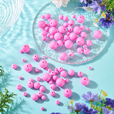 100Pcs 5 Styles Opaque Acrylic Beads MACR-TADJ0001-12F-1