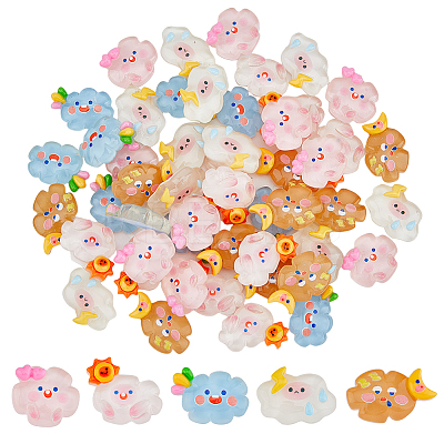 50Pcs 5 Styles Translucent Cloud Resin Cabochons RESI-FH0001-59-1