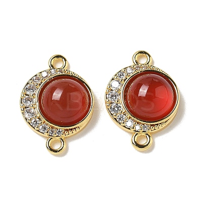 Brass Micro Pave Clear Cubic Zirconia Connector Charms KK-R210-30G-02-1