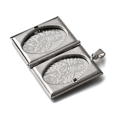 316 Stainless Steel Locket Pendants STAS-C123-03A-P-1