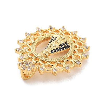 Rack Plating Brass Micro Pave Clear Cubic Zirconia Pendants KK-C063-18G-1
