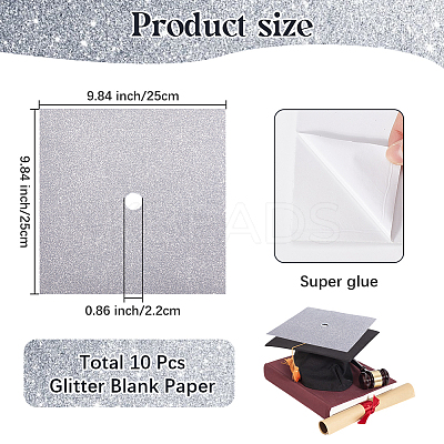 Square EVA Glitter Graduation Cap Topper Stickers DIY-WH20053-05D-1