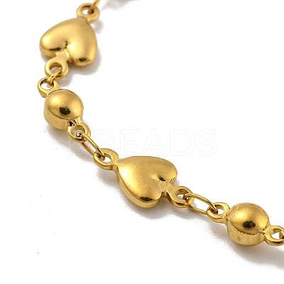 Heart & Round 304 Stainless Steel Link Chains Bracelets for Women BJEW-B059-01G-01-1