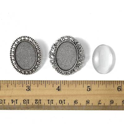 10Pcs 2 Styles Vintage Alloy Brooch Cabochon Bezel Settings FIND-FS0004-64-1