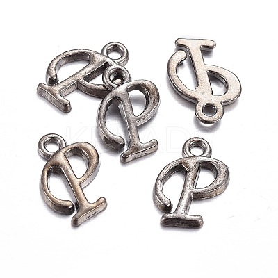 Gunmetal Plated Alloy Letter Pendants PALLOY-P097-03-P-1