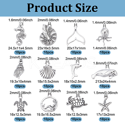 120Pcs 12 Styles Tibetan Style Alloy Pendants FIND-UN0007-27-1