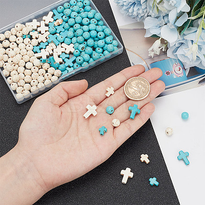 240pcs 4 Styles Synthetic Turquoise Beads TURQ-AR0001-42-1