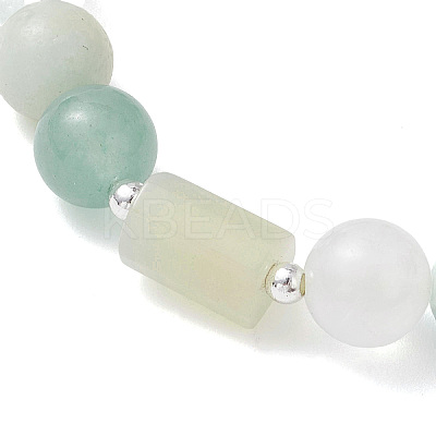 Natural Quartz Crystal & Green Aventurine & Amazonite Beads Stretch Bracelets for Women BJEW-TA00704-01-1