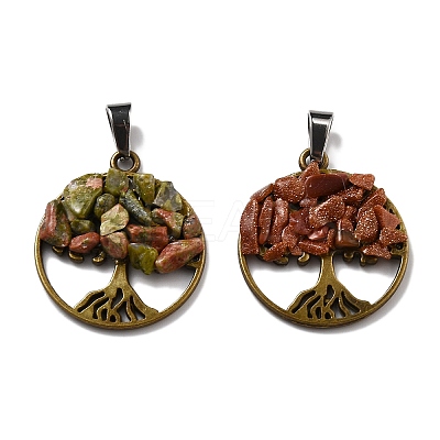 4 Sets 8 Styles Natural & Synthetic Mixed Stone Chip Pendants FIND-FH0006-04-1