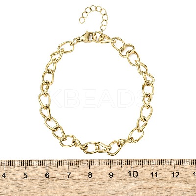 304 Stainless Steel Cuban Link Chains Bangles for Women BJEW-B150-08G-1