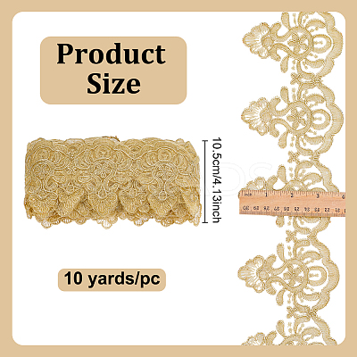10 Yards Polyester Flower Lace Ribbon OCOR-WH0101-186-1