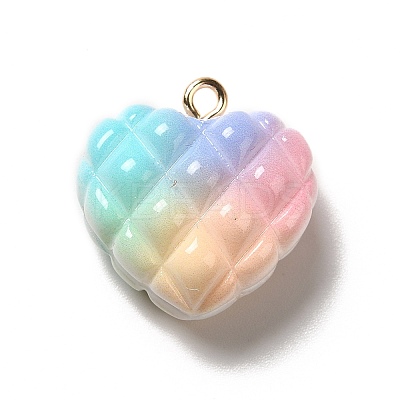 Rainbow Color Opaque Resin Waffle Beads Pendants RESI-F035-01-1