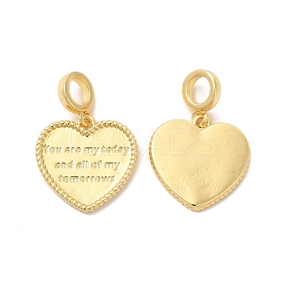 Rack Plating Brass Heart European Dangle Charms KK-B068-11G-1