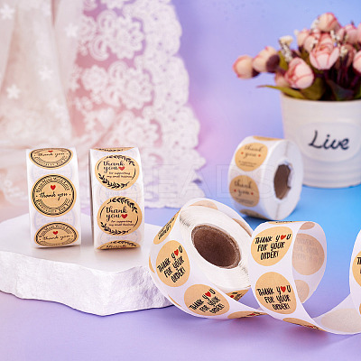4 Rolls 4 Styles Paper Sticker with Word Thank You STIC-TA0001-03-1