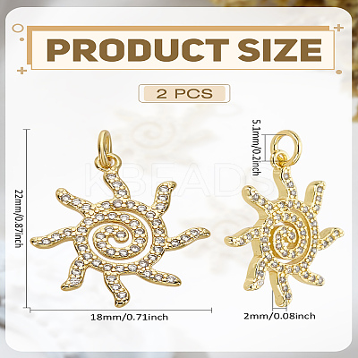 2Pcs Brass Micro Pave Clear Cubic Zirconia Pendants ZIRC-LP0001-04-1