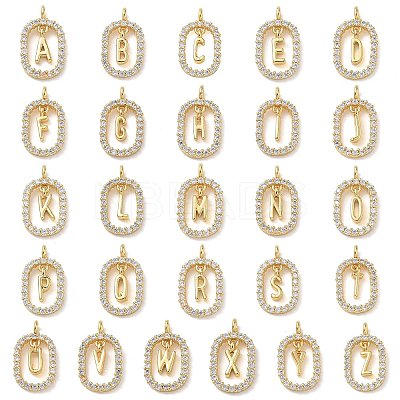 26Pcs Brass Micro Pave Clear Cubic Zirconia Pendants KK-L268-032G-1