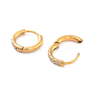 Ion Plating(IP) 316 Surgical Stainless Steel Pave Clear Cubic Zirconia Hoop Earrings Women EJEW-A109-01B-G-1