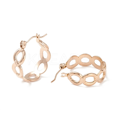 304 Stainless Steel Oval Link Chunky Hoop Earrings for Women Ion Plating(IP) EJEW-P197-06RG-1